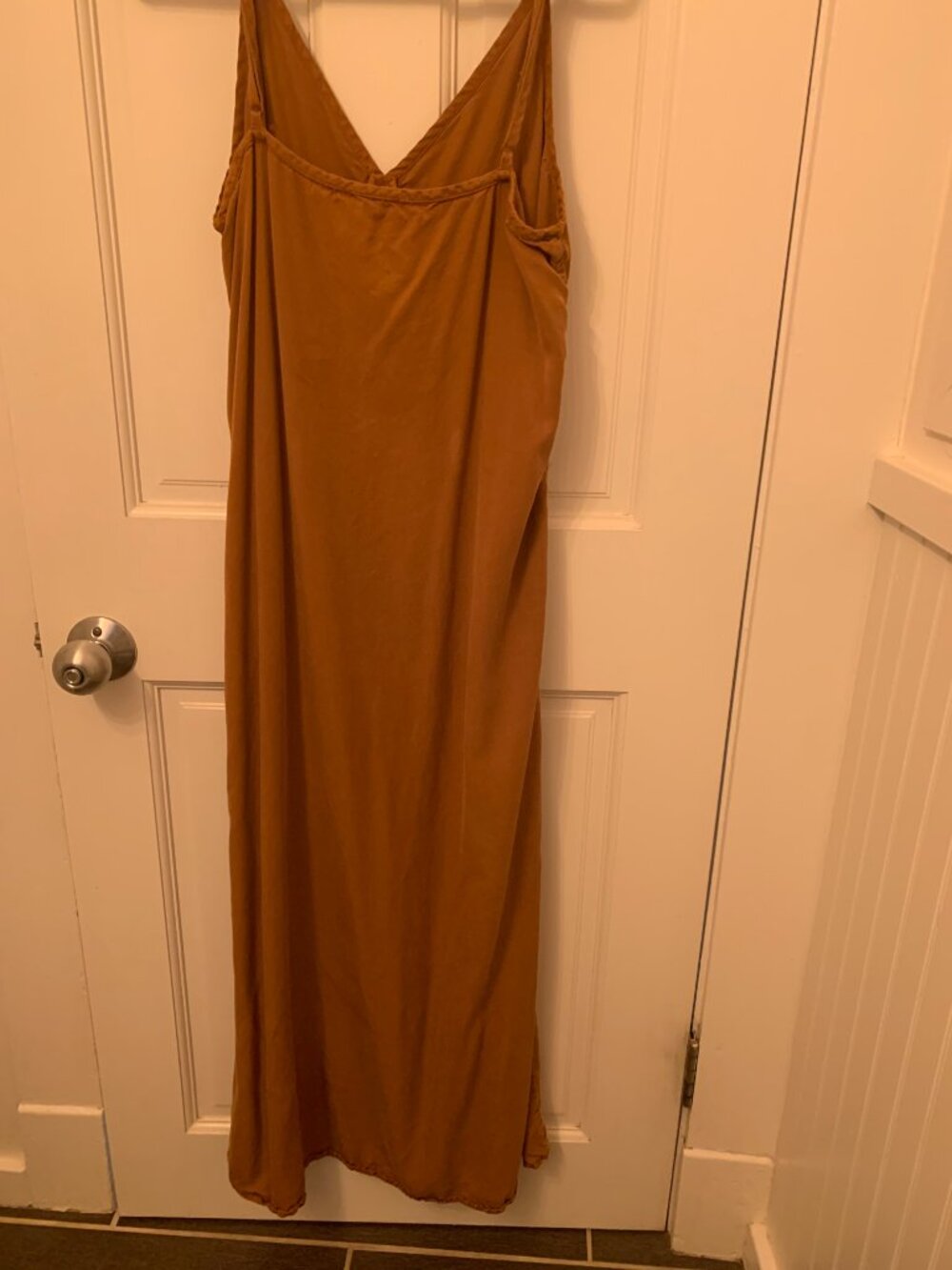 Quince Rust-Brown V-Neck Maxi Slip Dress - Picture 2 of 6